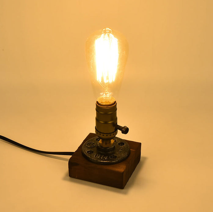 Industrieller Vintage-Kandelaber Eisen Kiefer 1-Licht Tischlampe