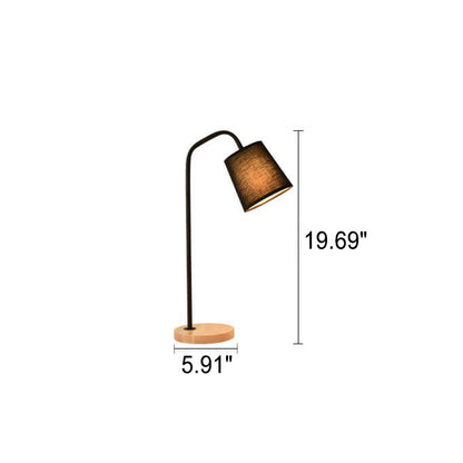 Einfache Stoffkegel-Schirm Holzsockel 1-Lampe Tischlampe