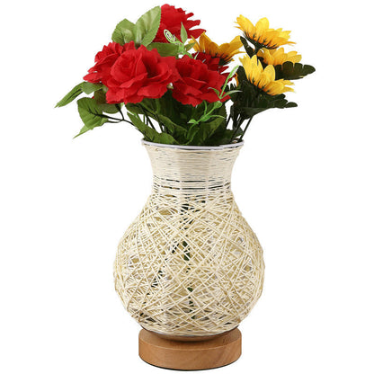 Moderne Rattan Kreative Vase Design LED Tischlampe