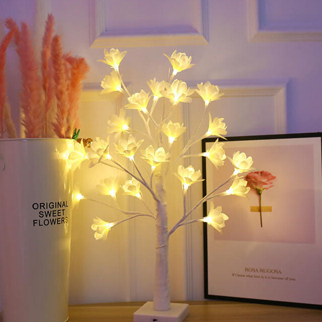 64 Licht Kupferdraht Orchidee USB Lade LED Baum Tischlampe