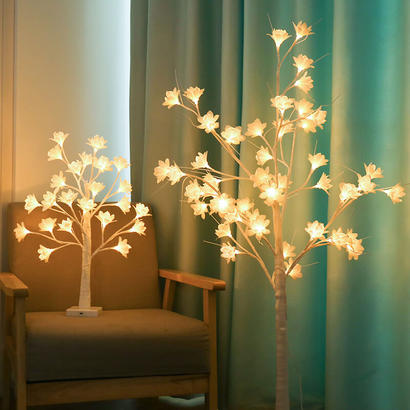 64 Lichtkupferdraht Orchidee USB-Lade-LED-Baum Tischlampe