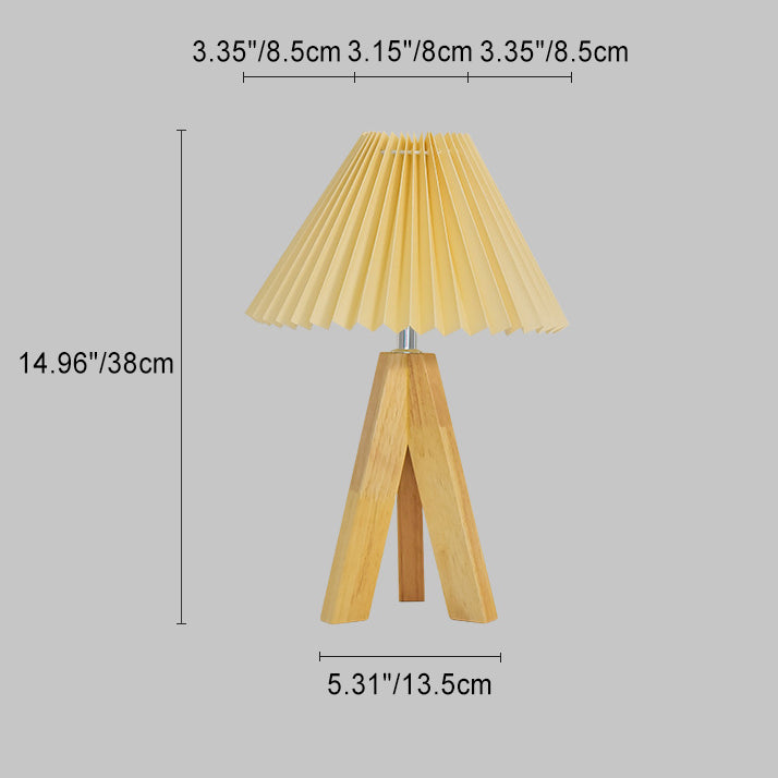 Zeitgenössische Boho Runde Kegel-Stativbasis Stoff Massivholz LED Tischlampe für Schlafzimmer