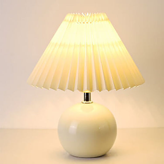 Vintage Faltstoff Lampenschirm Keramik 1-Licht Tischlampe