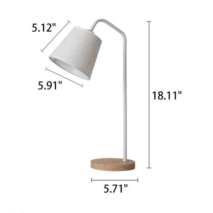 Nordic Minimalist Kegel Leinen Schirm Holzbasis 1-Licht Tischlampe