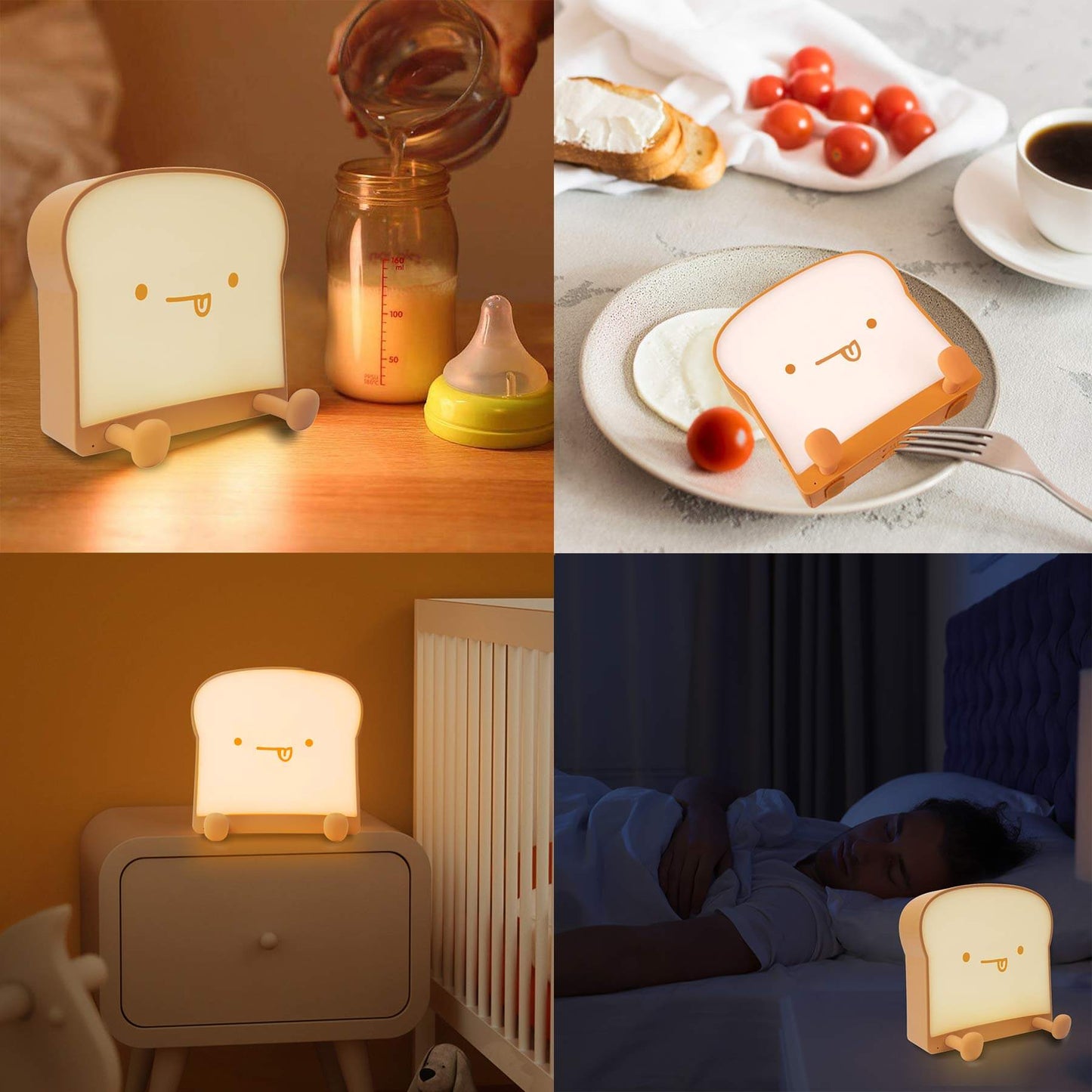 Süße Toastbrot Nachtlicht USB Pat Timer Nachttischlampe