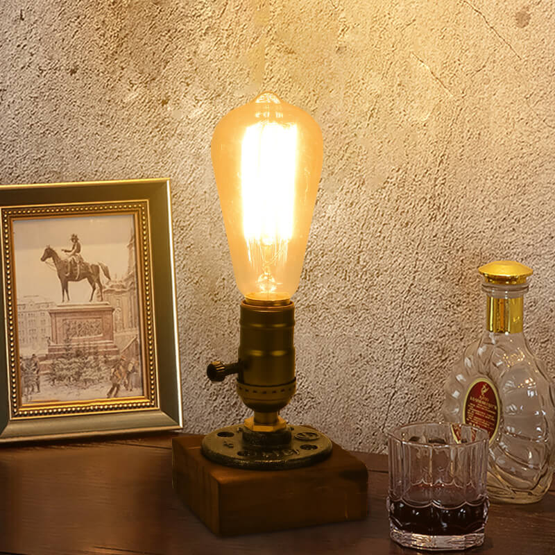 Vintage Industrie Eisen Glühbirne 1-Licht Tischlampe