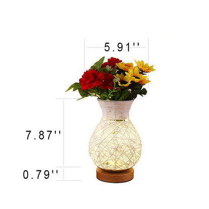 Moderne Rattan Kreative Vase Design LED Tischlampe