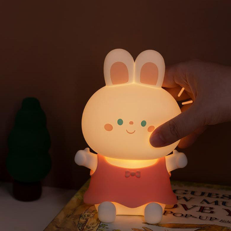 Kreative Cartoon-Hase Silikon USB wiederaufladbare Dimm-Timer LED Nachtlicht Tischlampe