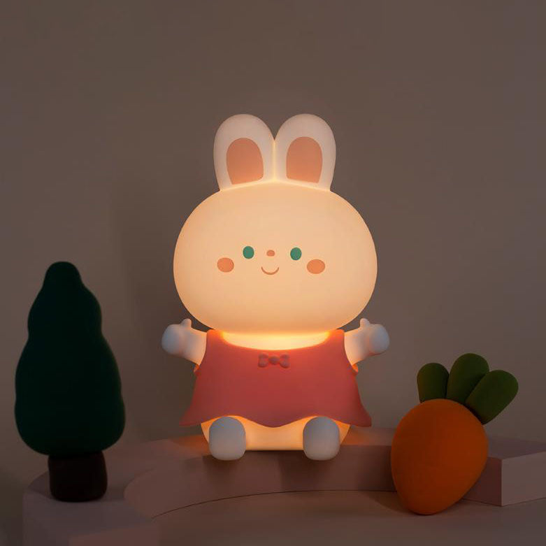 Kreative Cartoon-Hase Silikon USB wiederaufladbare Dimm-Timer LED Nachtlicht Tischlampe