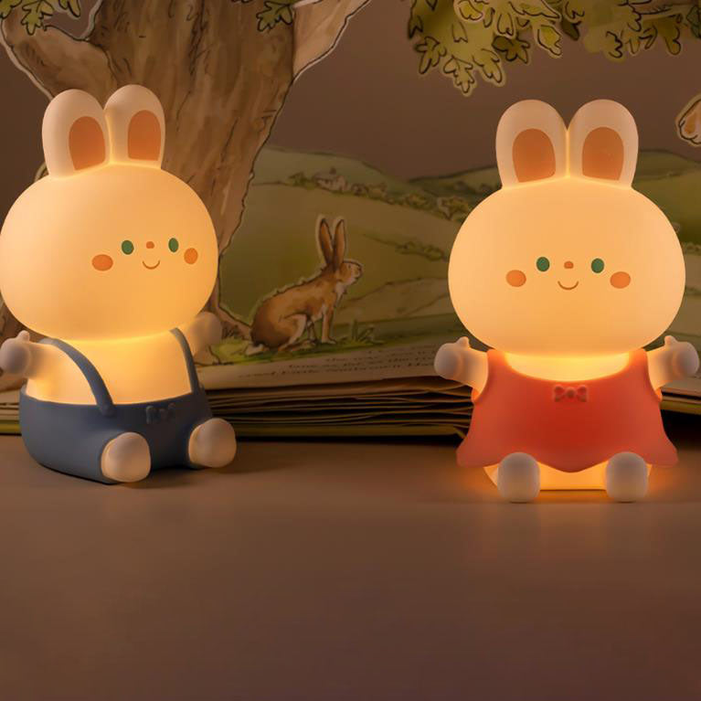 Kreative Cartoon-Hase Silikon USB wiederaufladbare Dimm-Timer LED Nachtlicht Tischlampe