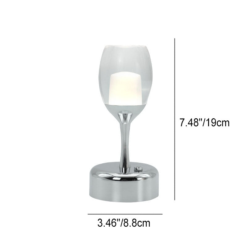 Vintage Wein Glas Chrom USB LED Nachtlicht Tischlampe