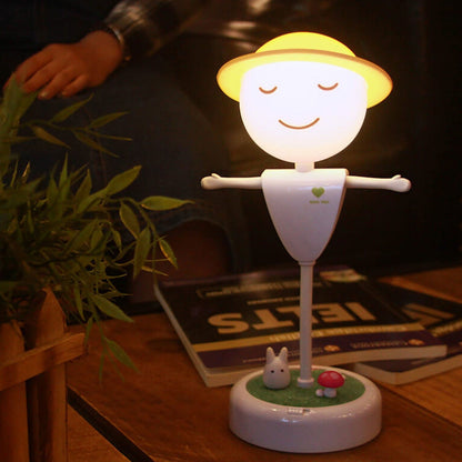 Cartoon Vogelscheuche Lächelndes Gesicht USB Lade LED Nachtlicht Tischlampe