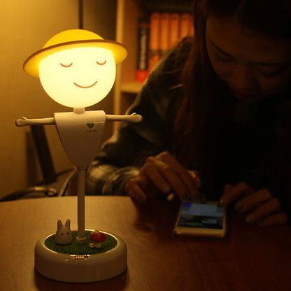 Cartoon Vogelscheuche Lächelndes Gesicht USB Lade LED Nachtlicht Tischlampe