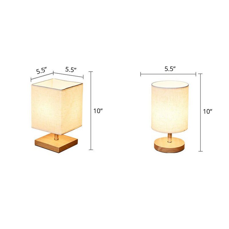 Flaxen und Wood Kleine Tischleuchte Minimalismus 1-Licht Stoff Nachttischlampe für das Schlafzimmer