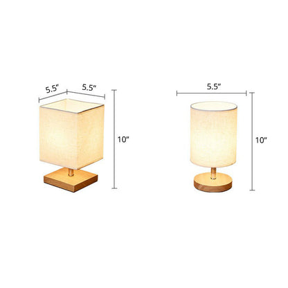 Flaxen und Holz Kleine Tischleuchte Minimalismus 1-Licht Stoff Nachttischlampe für Schlafzimmer