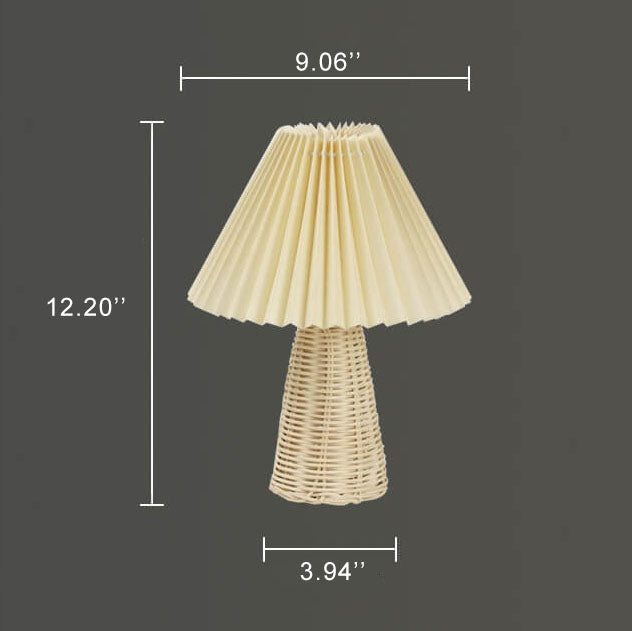 1-Lampen Tischlampe mit konischer Basis aus gefaltetem Stoff