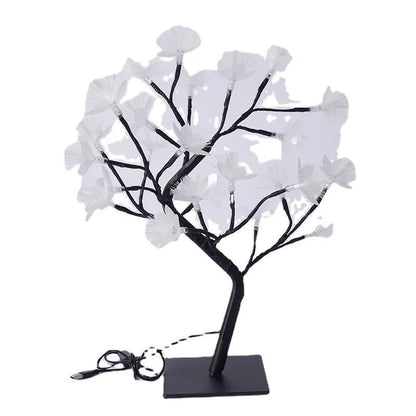 Birke Faseroptische Blume Baum Licht Warmweiß USB 45cm