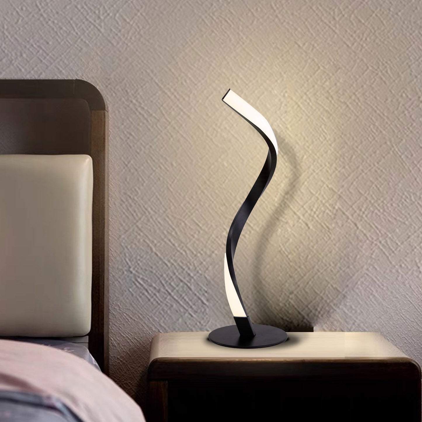 Moderne Minimalistische Aluminium Spiralstreifen LED Tischlampe Für Home Office