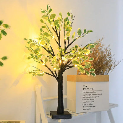 Grüne Blätter LED Baum Lichter 50cm Warmweiß Deko