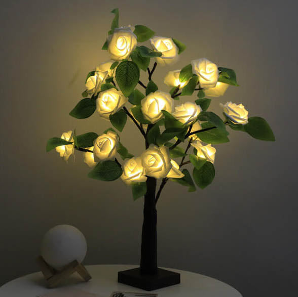 Weihnachtsdekorative Kunststoffbaumlicht Rose dekorative LED Tischlampe