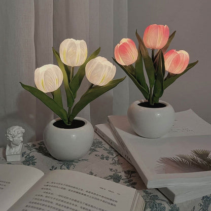 Tulpen Nachtlicht Simulierte Blumenstrauß Dekorative Ambient LED Tischlampe