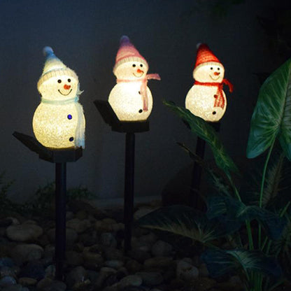 Weihnachts-Solar-Kunststoff-Reisbällchen-Schneemann 1-Licht-LED-Stehlampe