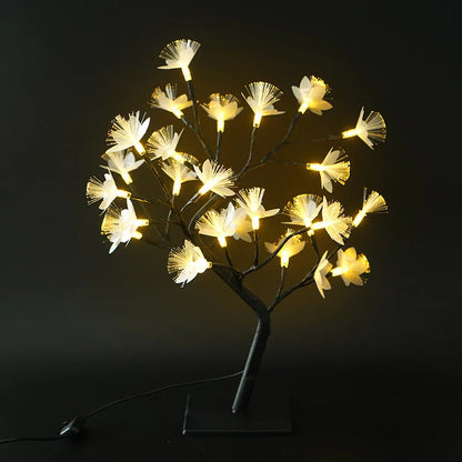 Birke Faseroptische Blume Baum Licht Warmweiß USB 45cm