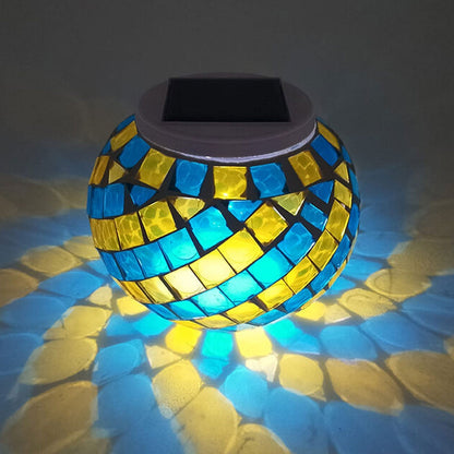 Solar Creative Buntglas Spiral-Muster Design LED Außen-Dekoleuchte