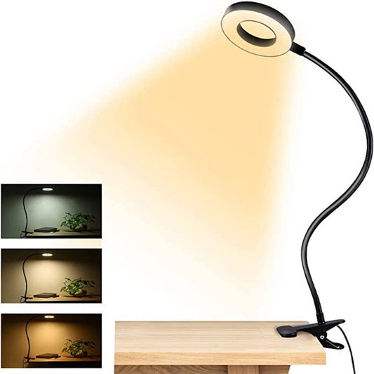 Clip-On-Leseleuchten, 48 LED USB-Schreibtischlampe mit 3 Farbmodi, 10 Helligkeitsstufen, augenschonende Buchklemmlampe, 360 ° flexibler Schwanenhalsklemmlampe für Schreibtisch, Kopfteil, Videokonferenzen