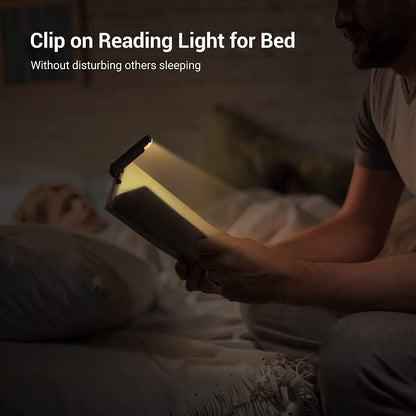 Wiederaufladbare Buchlampe zum Lesen im Bett, warmweiß, helligkeitsverstellbar für Augenschutz, LED Clip-On Buchlichter für Kinder, tragbare Lesezeichenlampe