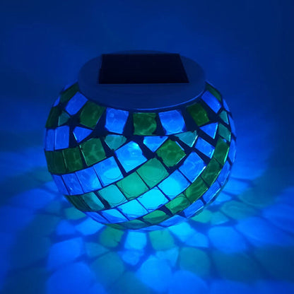 Solar Creative Buntglas Spiral Muster Design LED Außen Dekorationslicht