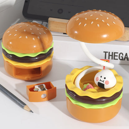 Zeitgenössische kreative Hamburger Kunststoff-LED-Tischlampe für das Schlafzimmer