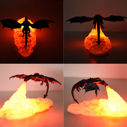 Zeitgenössische Kreative 3D-gedruckte Feuer atmende Drachen PLA LED Tischlampe für das Wohnzimmer