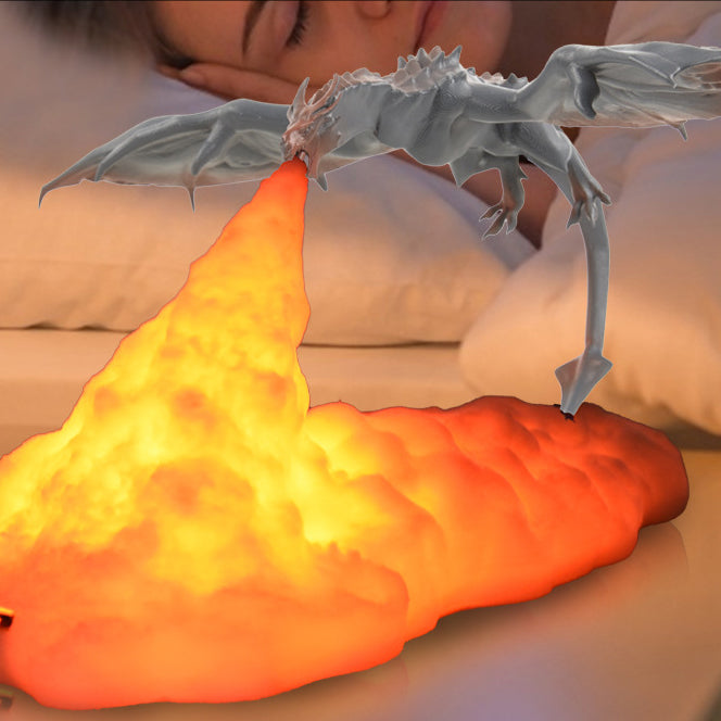 Zeitgenössische Kreative 3D-gedruckte Feuer atmende Drachen PLA LED Tischlampe für das Wohnzimmer