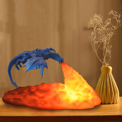 Zeitgenössische Kreative 3D-gedruckte Feuer atmende Drachen PLA LED Tischlampe für das Wohnzimmer