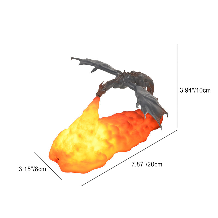 Zeitgenössische Kreative 3D-gedruckte Feuer atmende Drachen PLA LED Tischlampe für das Wohnzimmer