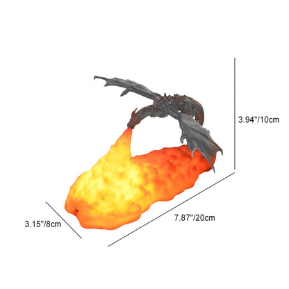 Zeitgenössische Kreative 3D-gedruckte Feuer atmende Drachen PLA LED Tischlampe für das Wohnzimmer