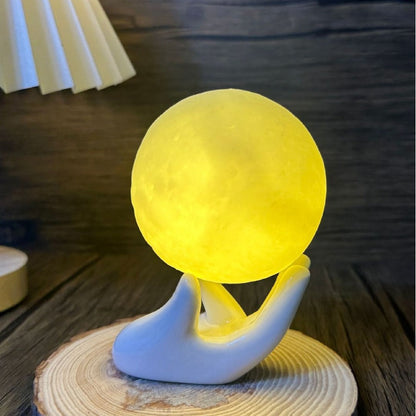 Zeitgenössische kreative Hand 3D-gedruckte Mond PVC LED Tischlampe für das Schlafzimmer