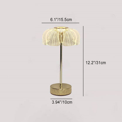 Zeitgenössische nordische runde Blütenblatt-Hardware-Basis Acryl-Schirm LED-Tischlampe für das Wohnzimmer