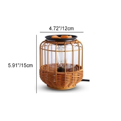 Traditionelle chinesische Säule Rattan Eisen 1-Licht Tischlampe für das Wohnzimmer