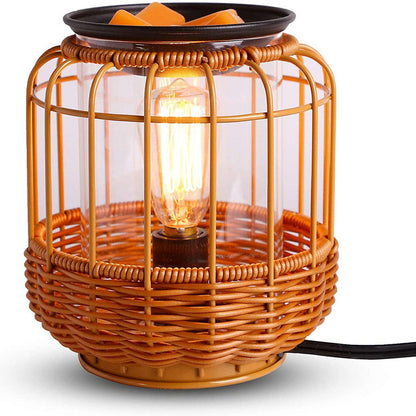 Traditionelle chinesische Säule Rattan Eisen 1-Licht Tischlampe für das Wohnzimmer