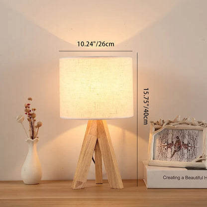 Zeitgenössische kreative Zylinderholzstoff 1-Licht Tischlampe für das Wohnzimmer