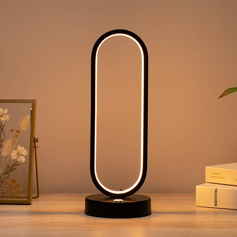 Moderne Minimalistische Ellipse S Form Eisen Aluminium Silikon LED Tischlampe Für Schlafzimmer