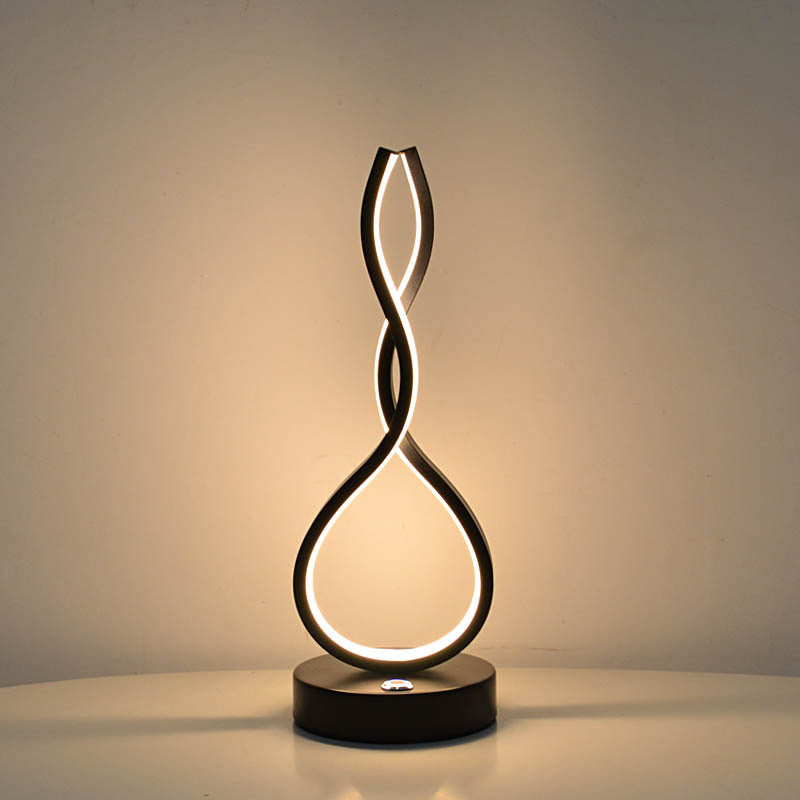 Moderne Minimalistische Ellipse S Form Eisen Aluminium Silikon LED Tischlampe Für Schlafzimmer