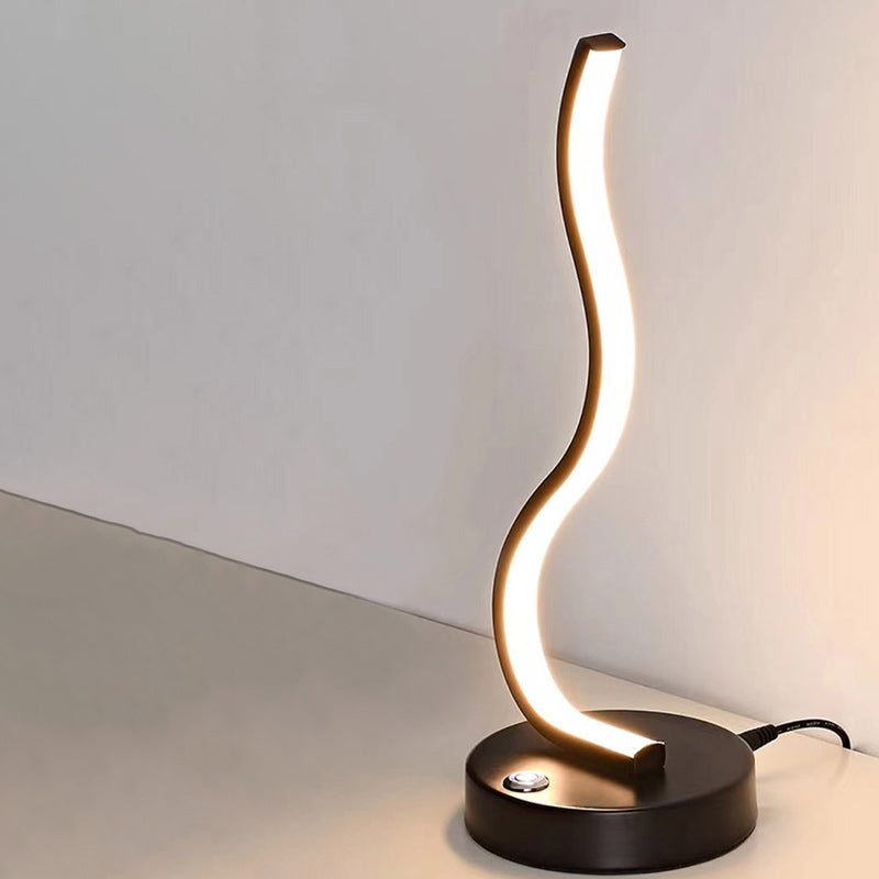 Moderne Minimalistische Ellipse S Form Eisen Aluminium Silikon LED Tischlampe Für Schlafzimmer