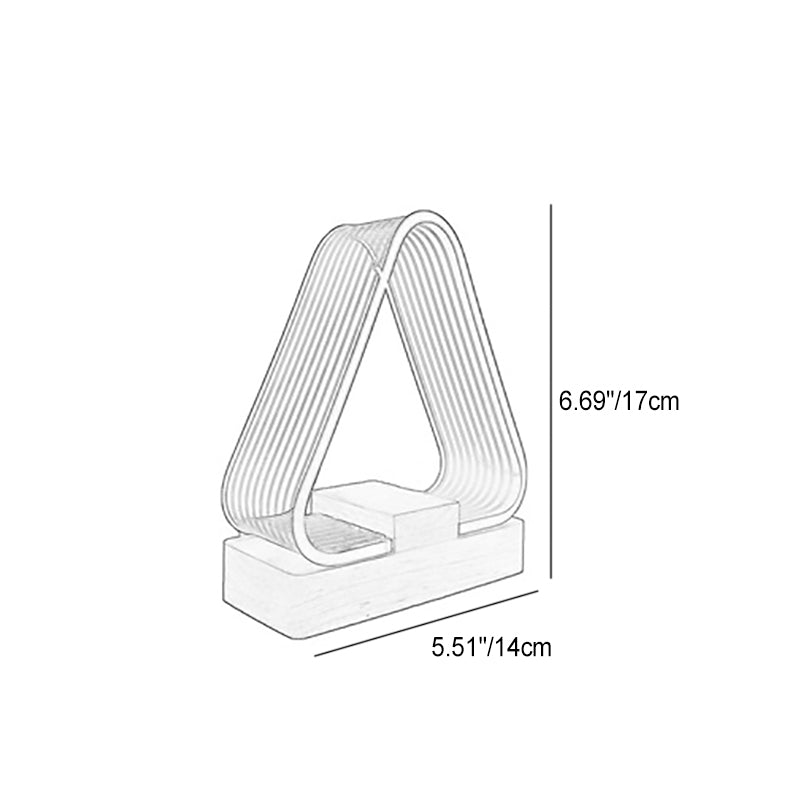 Zeitgenössische kreative wiederaufladbare Holzrechteckbasis Dreieck Acryl USB LED Tischlampe Nachtlicht für Nachttisch