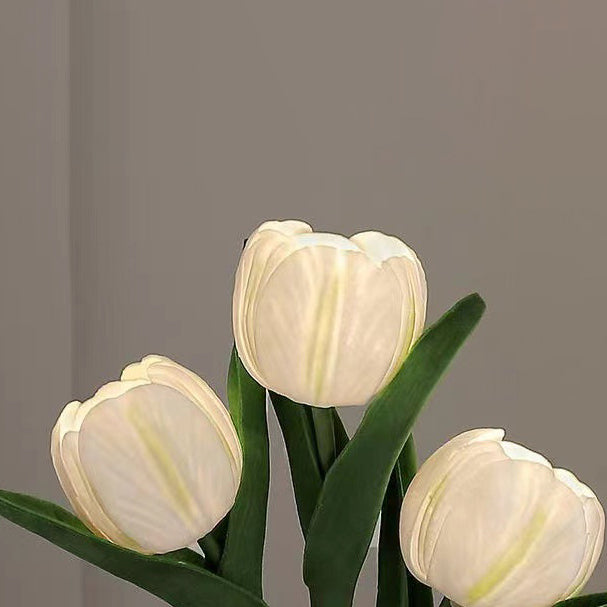 Zeitgenössische kreative Tulpenblumen Keramik PU USB LED Tischlampe für das Schlafzimmer