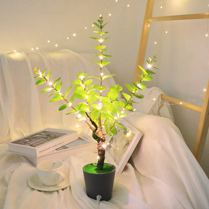 Zeitgenössische kreative Faux-Baumblatt-Kunststoff-LED-Tischlampe für das Schlafzimmer