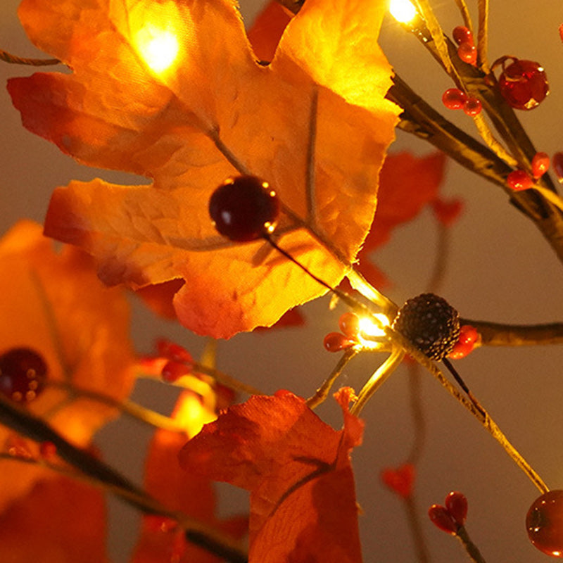 Zeitgenössische skandinavische Baum-Ahornblatt quadratischer Kunststoff-PVC-Band-LED-Tischlampe für Schlafzimmer