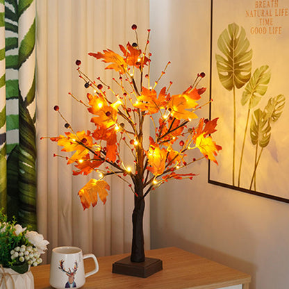 Zeitgenössische skandinavische Baum-Ahornblatt quadratischer Kunststoff-PVC-Band-LED-Tischlampe für Schlafzimmer